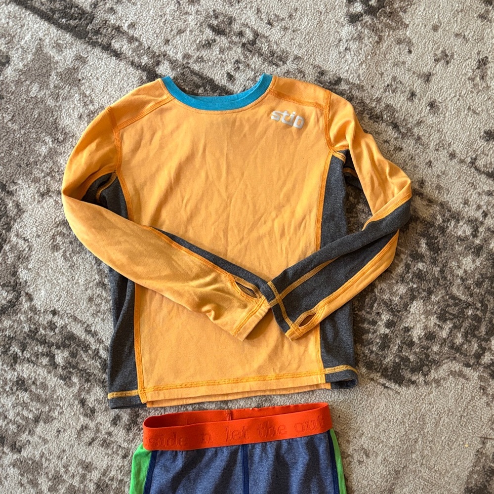 Stio Kids Orange and Gray Long Sleeve Shirt